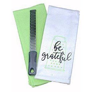 Grater Zester with Humorous Kitchen Towel "Be Grateful" Set